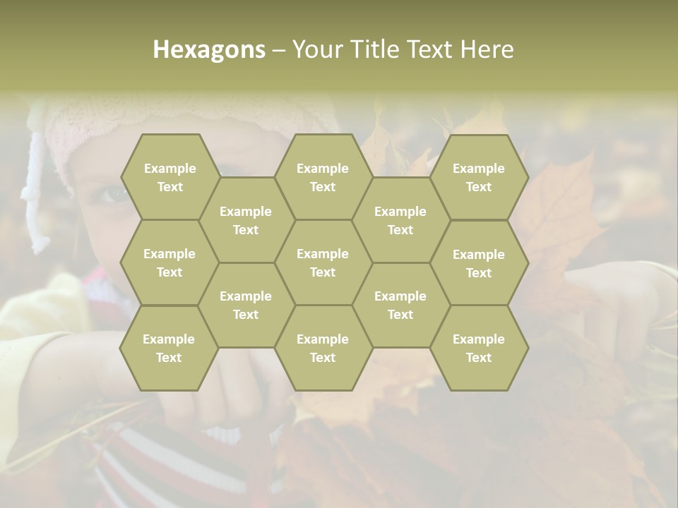 A Little Girl Keeping Yellow Leaves In Her Hands PowerPoint Template