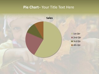 A Little Girl Keeping Yellow Leaves In Her Hands PowerPoint Template