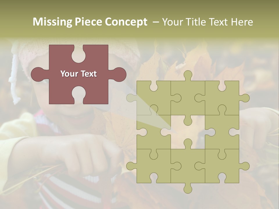 A Little Girl Keeping Yellow Leaves In Her Hands PowerPoint Template