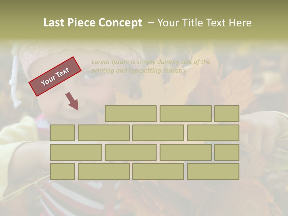 A Little Girl Keeping Yellow Leaves In Her Hands PowerPoint Template