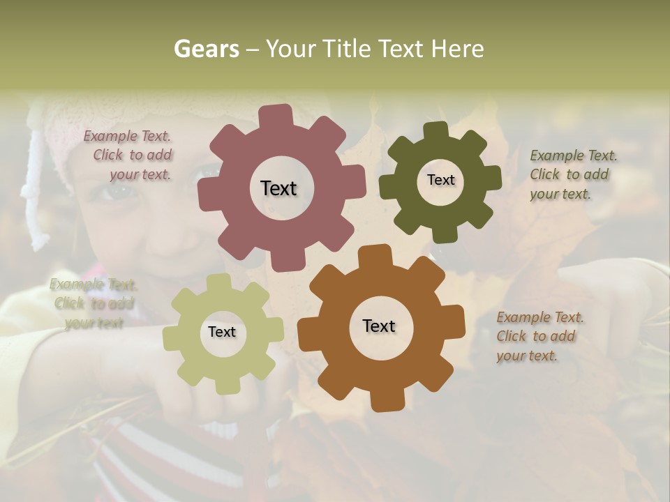 A Little Girl Keeping Yellow Leaves In Her Hands PowerPoint Template