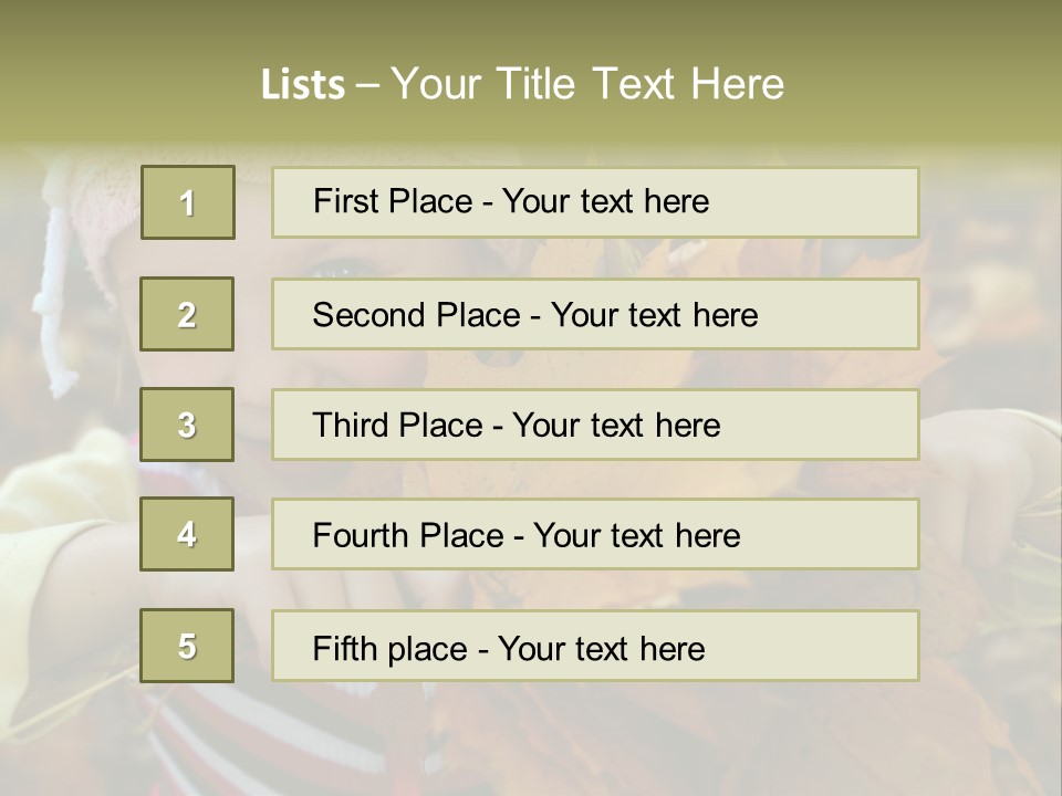 A Little Girl Keeping Yellow Leaves In Her Hands PowerPoint Template