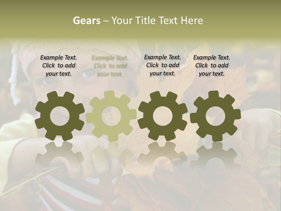 A Little Girl Keeping Yellow Leaves In Her Hands PowerPoint Template