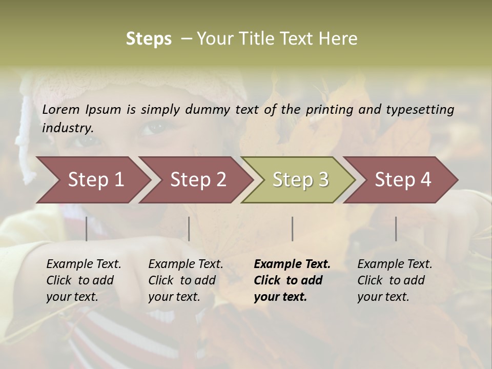 A Little Girl Keeping Yellow Leaves In Her Hands PowerPoint Template