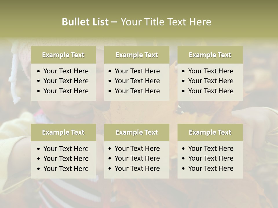 A Little Girl Keeping Yellow Leaves In Her Hands PowerPoint Template