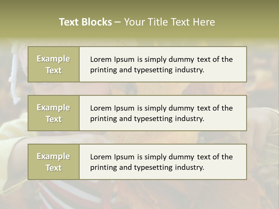 A Little Girl Keeping Yellow Leaves In Her Hands PowerPoint Template