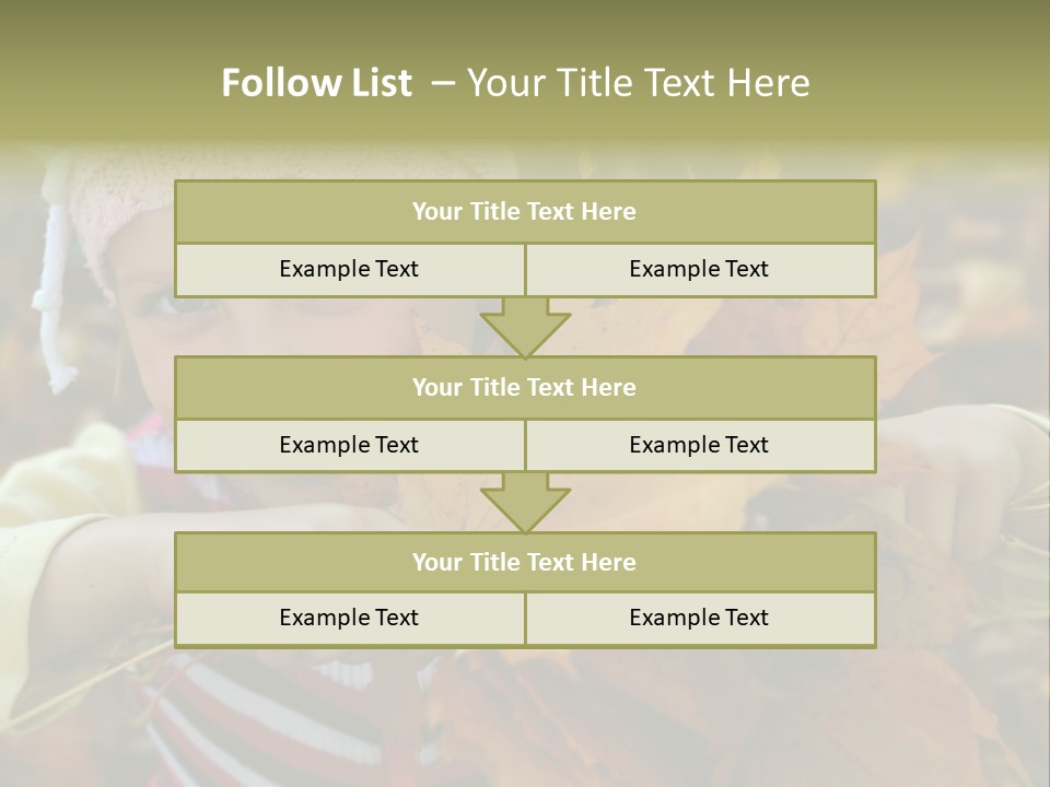 A Little Girl Keeping Yellow Leaves In Her Hands PowerPoint Template