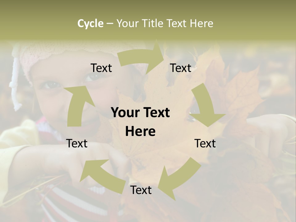 A Little Girl Keeping Yellow Leaves In Her Hands PowerPoint Template