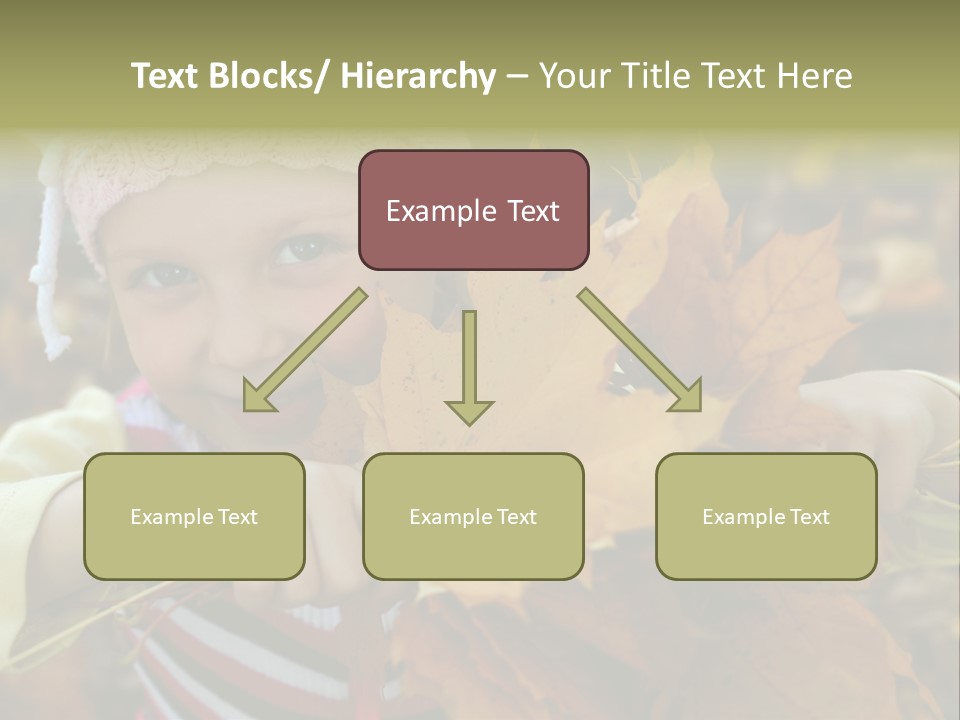 A Little Girl Keeping Yellow Leaves In Her Hands PowerPoint Template