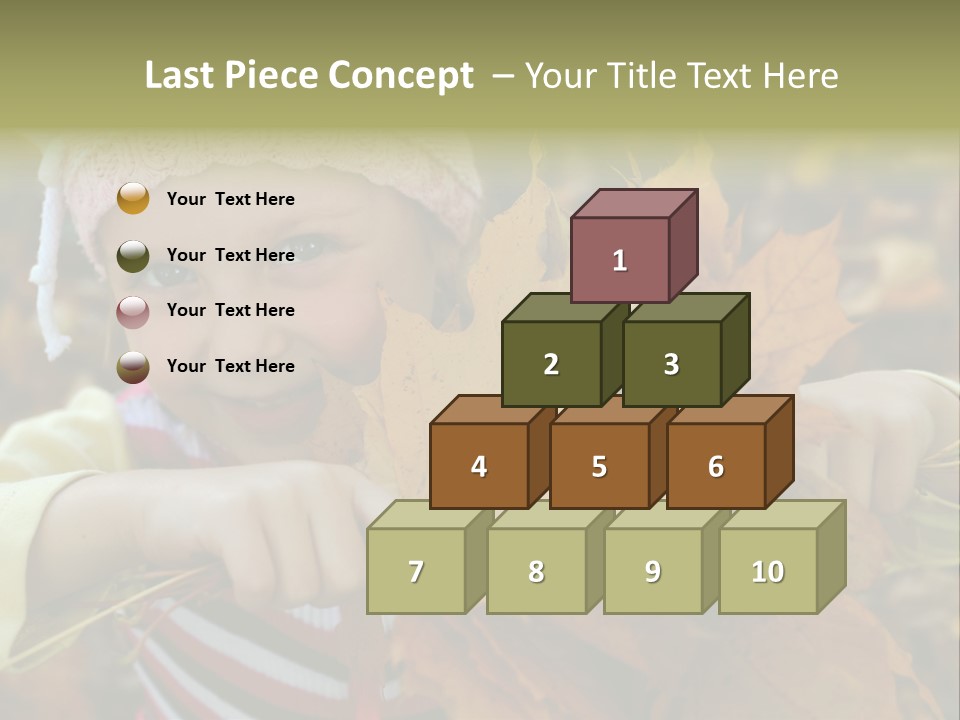 A Little Girl Keeping Yellow Leaves In Her Hands PowerPoint Template