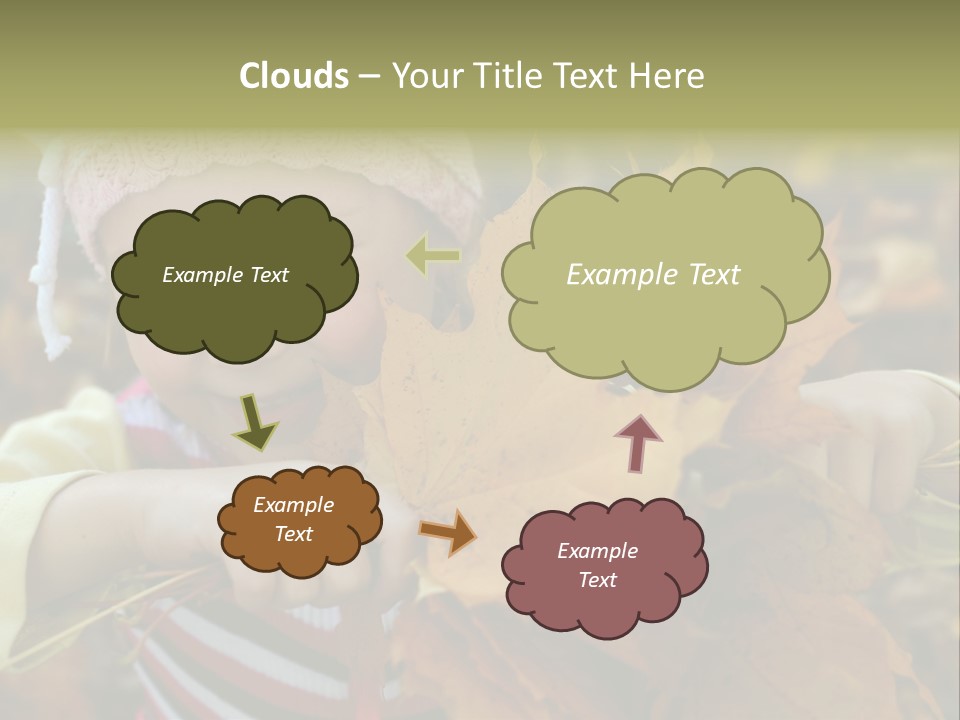 A Little Girl Keeping Yellow Leaves In Her Hands PowerPoint Template