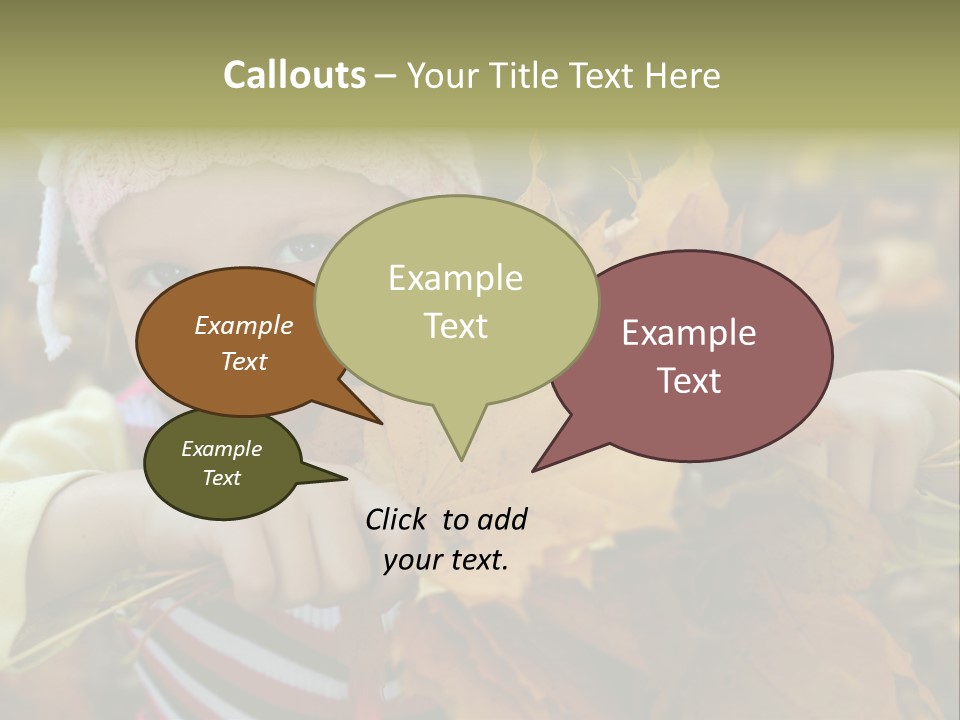 A Little Girl Keeping Yellow Leaves In Her Hands PowerPoint Template