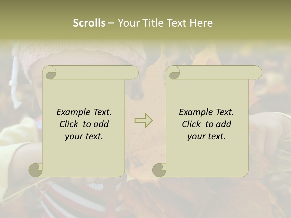 A Little Girl Keeping Yellow Leaves In Her Hands PowerPoint Template