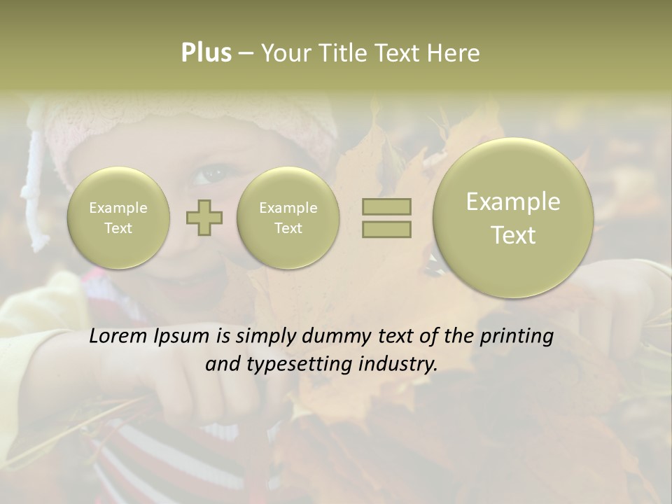 A Little Girl Keeping Yellow Leaves In Her Hands PowerPoint Template