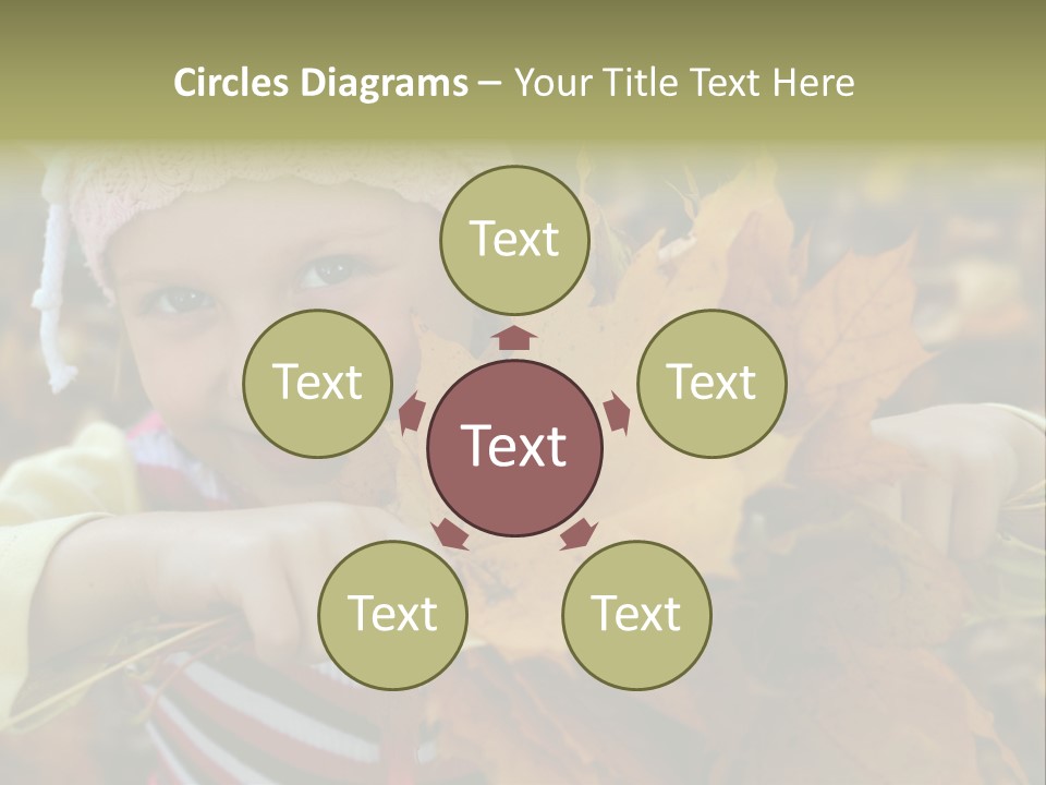 A Little Girl Keeping Yellow Leaves In Her Hands PowerPoint Template