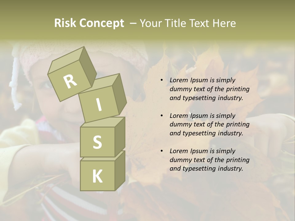 A Little Girl Keeping Yellow Leaves In Her Hands PowerPoint Template