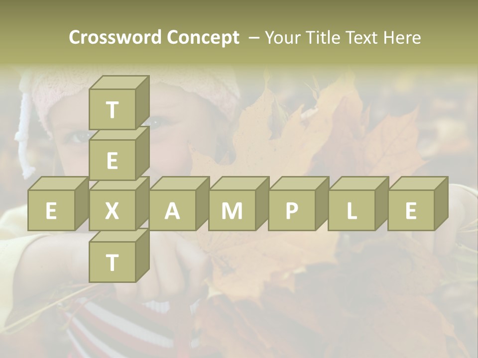 A Little Girl Keeping Yellow Leaves In Her Hands PowerPoint Template