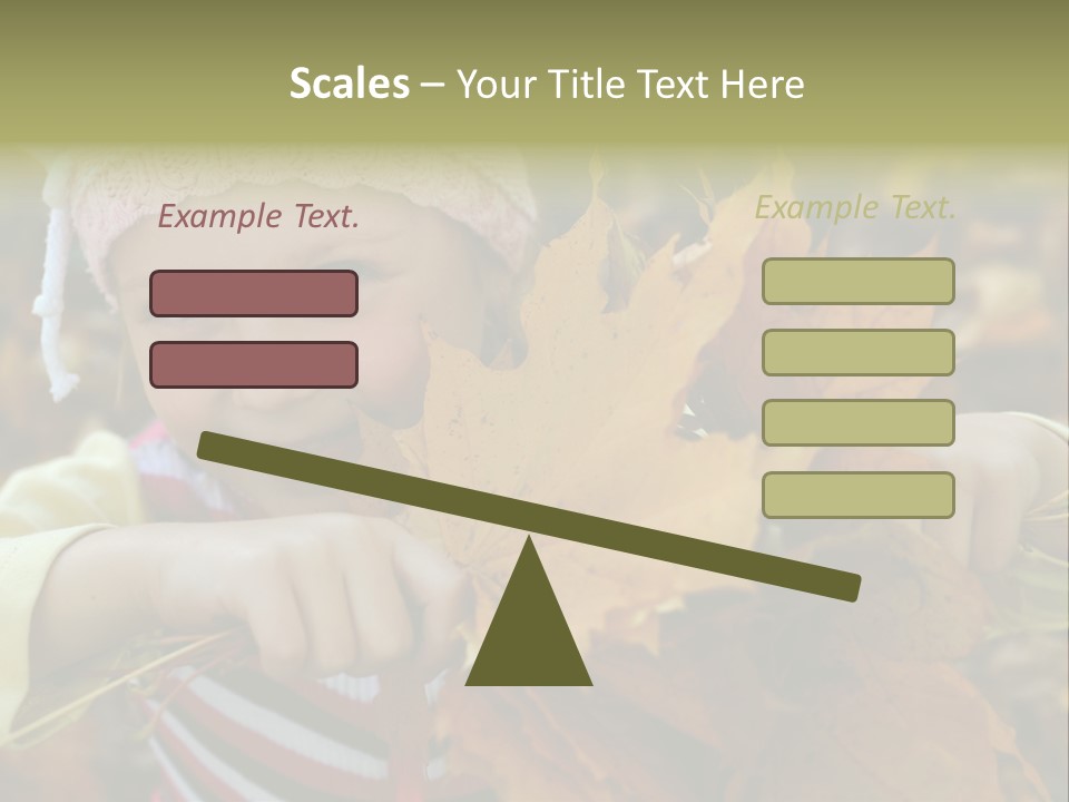 A Little Girl Keeping Yellow Leaves In Her Hands PowerPoint Template