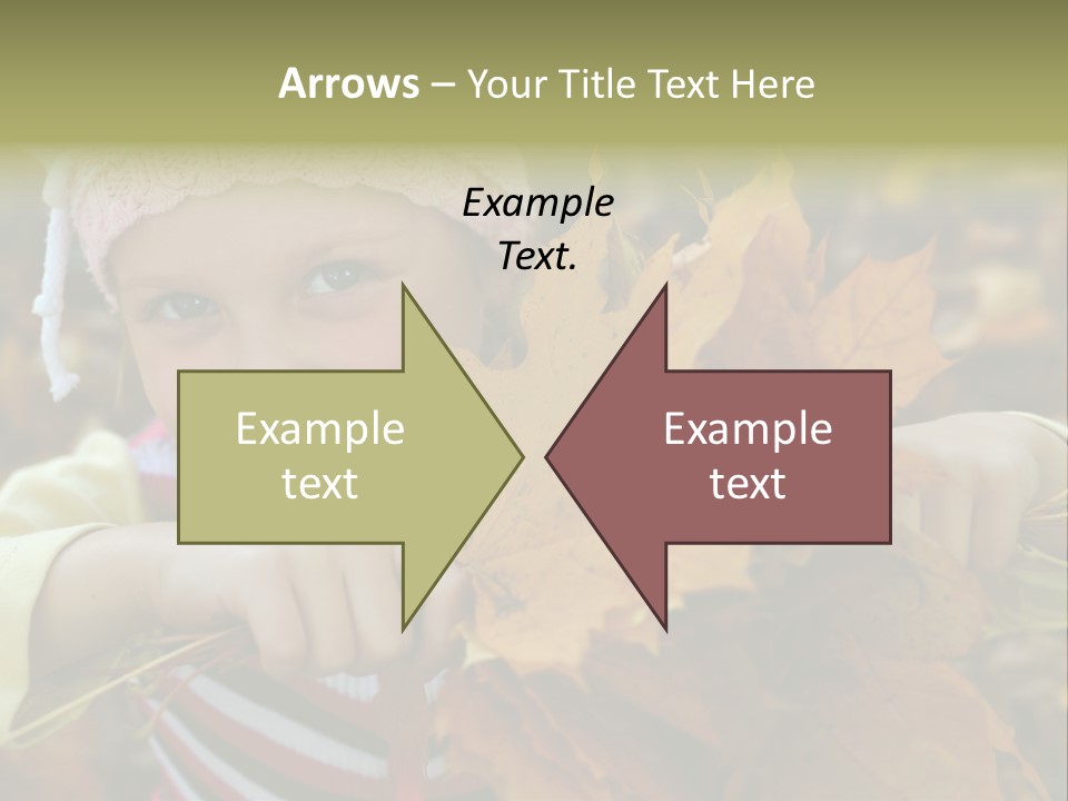 A Little Girl Keeping Yellow Leaves In Her Hands PowerPoint Template