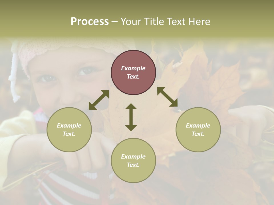 A Little Girl Keeping Yellow Leaves In Her Hands PowerPoint Template