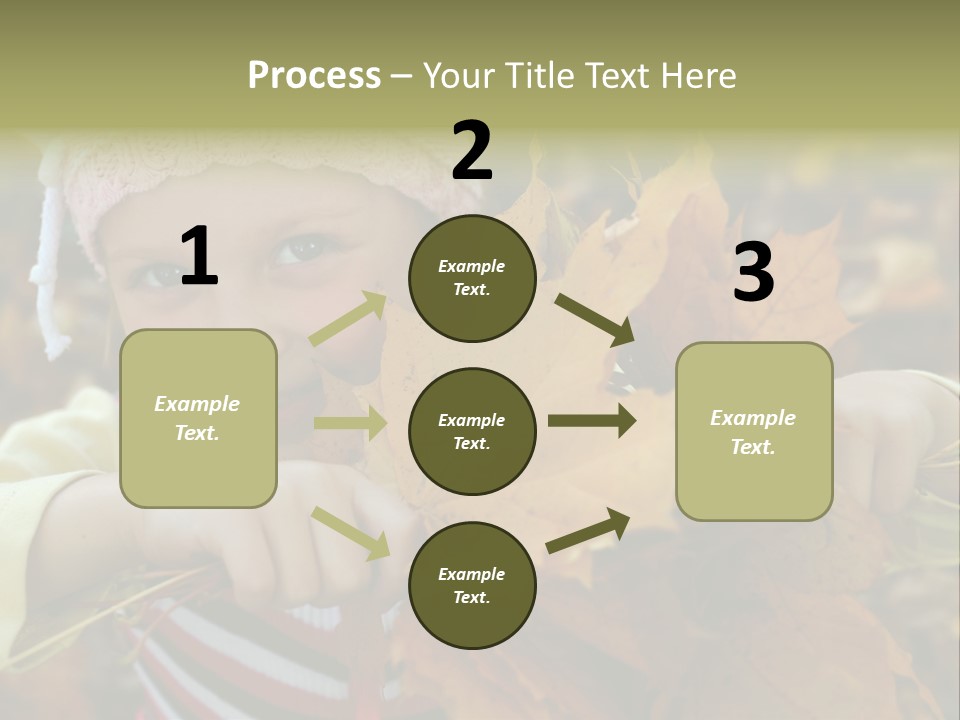 A Little Girl Keeping Yellow Leaves In Her Hands PowerPoint Template