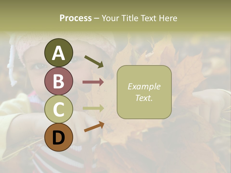 A Little Girl Keeping Yellow Leaves In Her Hands PowerPoint Template