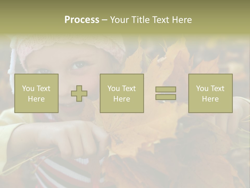 A Little Girl Keeping Yellow Leaves In Her Hands PowerPoint Template