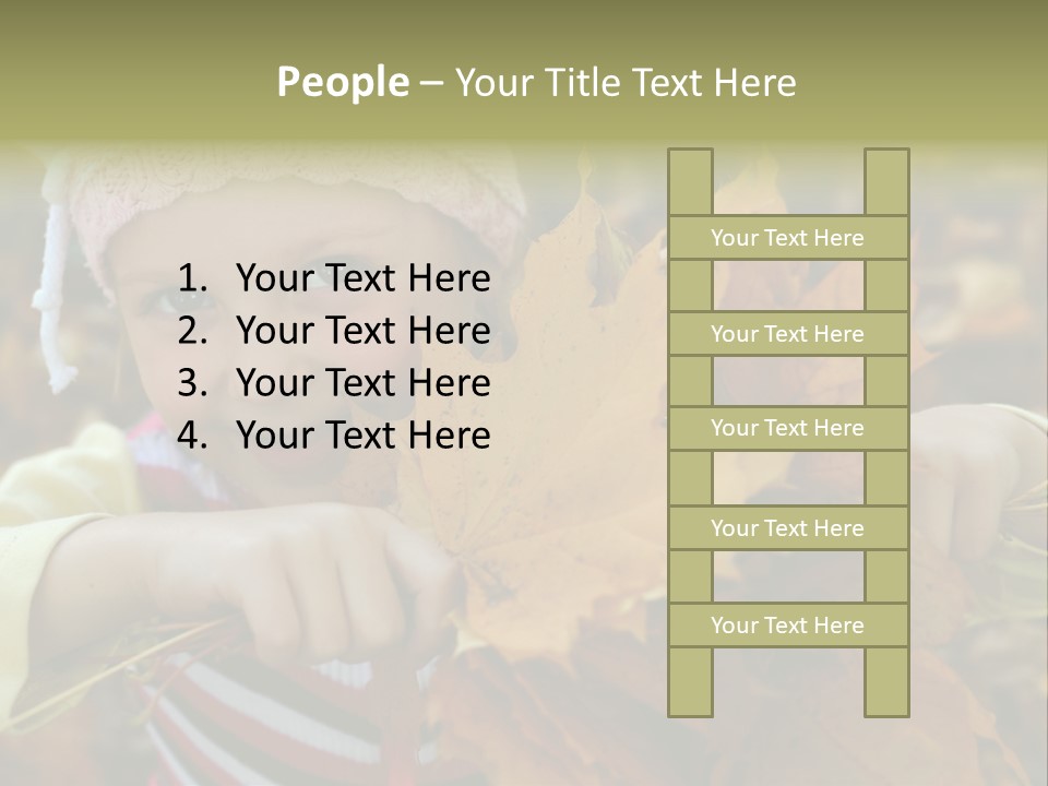 A Little Girl Keeping Yellow Leaves In Her Hands PowerPoint Template