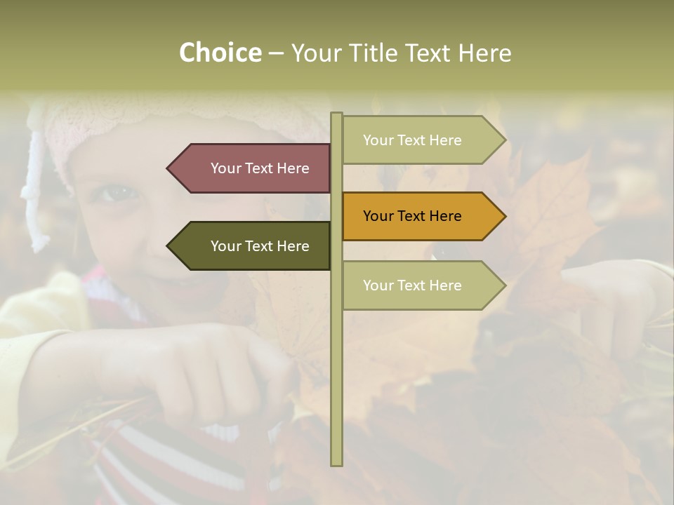 A Little Girl Keeping Yellow Leaves In Her Hands PowerPoint Template