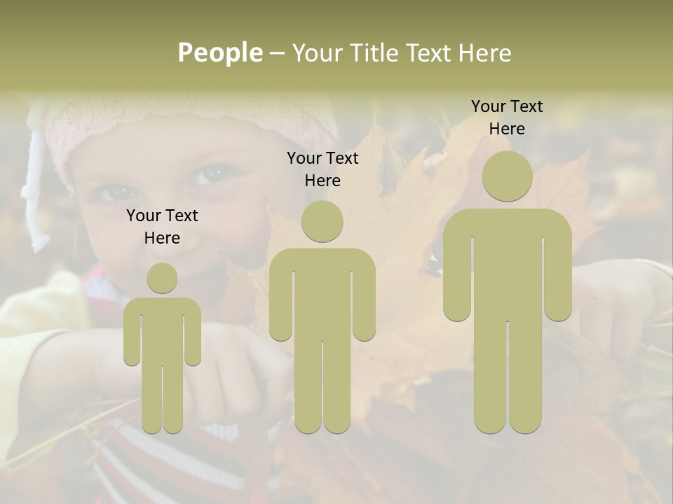 A Little Girl Keeping Yellow Leaves In Her Hands PowerPoint Template
