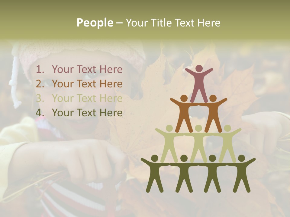 A Little Girl Keeping Yellow Leaves In Her Hands PowerPoint Template
