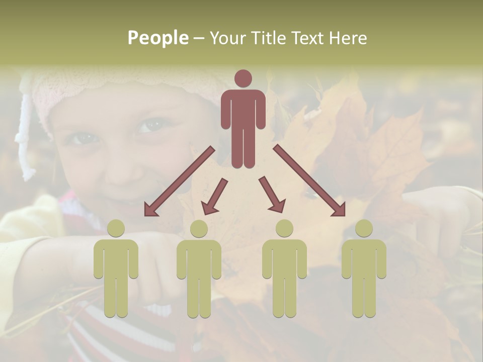A Little Girl Keeping Yellow Leaves In Her Hands PowerPoint Template
