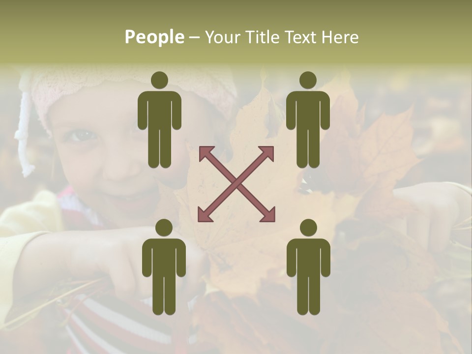 A Little Girl Keeping Yellow Leaves In Her Hands PowerPoint Template