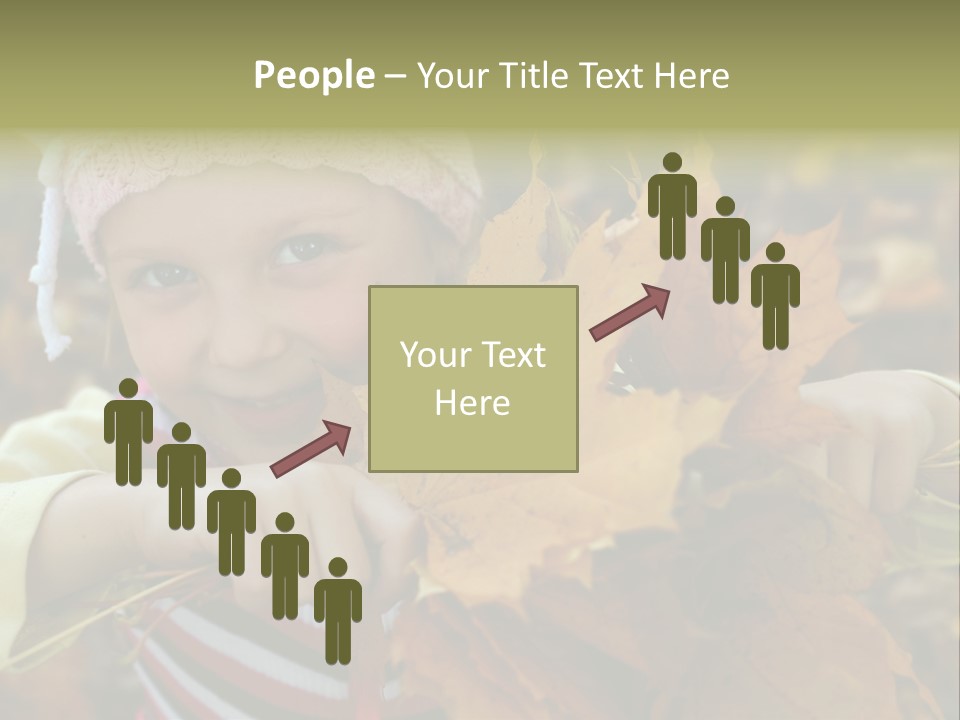 A Little Girl Keeping Yellow Leaves In Her Hands PowerPoint Template