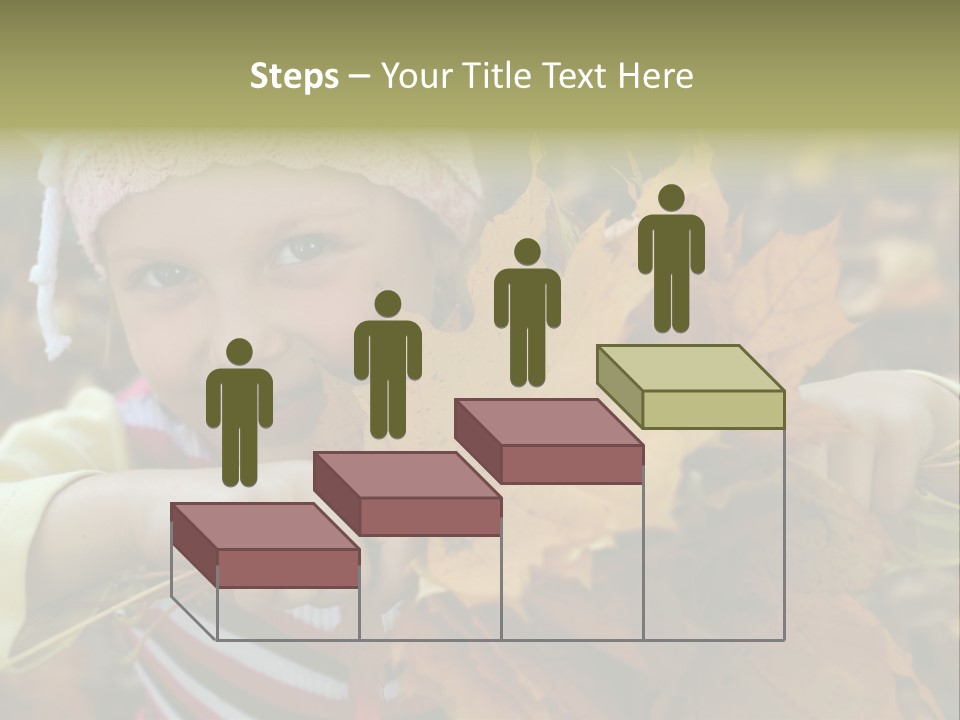 A Little Girl Keeping Yellow Leaves In Her Hands PowerPoint Template