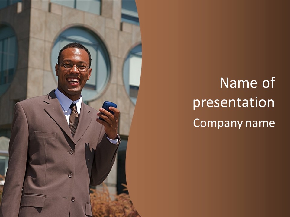 An Confident And Successful African-American Businessman In A Power Suit PowerPoint Template