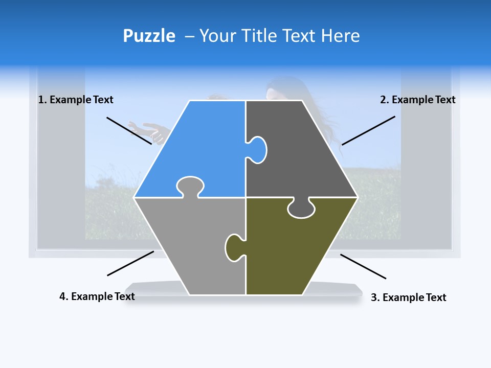 Flat Screen Tv Isolated With An Image Of A Mother And Daughter In A Grassy Meadow PowerPoint Template