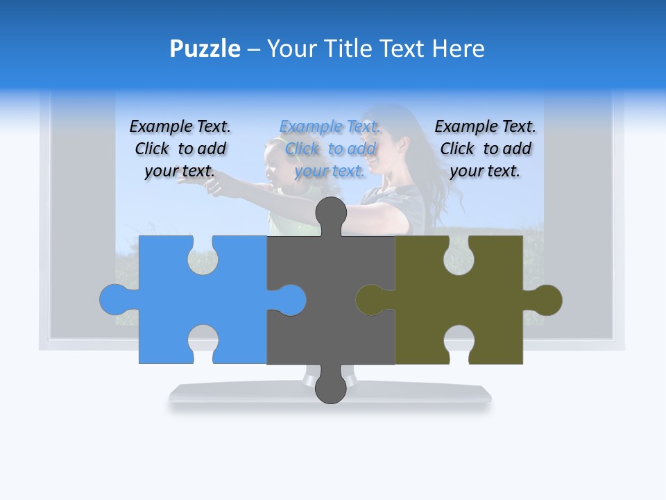 Flat Screen Tv Isolated With An Image Of A Mother And Daughter In A Grassy Meadow PowerPoint Template