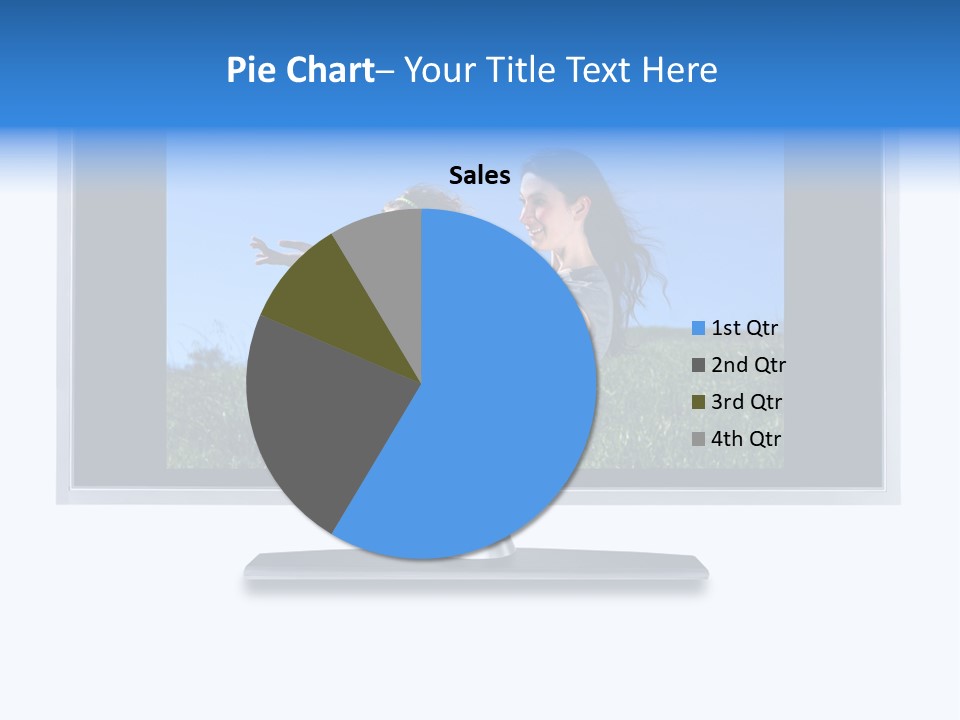Flat Screen Tv Isolated With An Image Of A Mother And Daughter In A Grassy Meadow PowerPoint Template