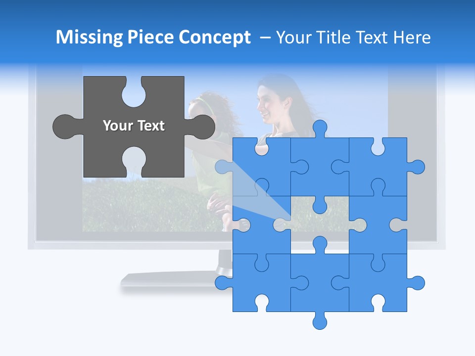 Flat Screen Tv Isolated With An Image Of A Mother And Daughter In A Grassy Meadow PowerPoint Template