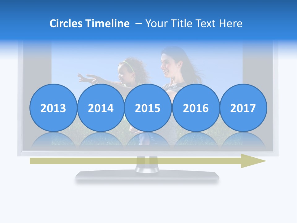 Flat Screen Tv Isolated With An Image Of A Mother And Daughter In A Grassy Meadow PowerPoint Template