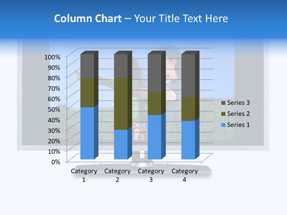Flat Screen Tv Isolated With An Image Of A Mother And Daughter In A Grassy Meadow PowerPoint Template