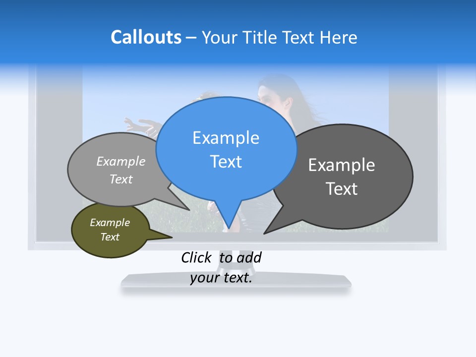 Flat Screen Tv Isolated With An Image Of A Mother And Daughter In A Grassy Meadow PowerPoint Template