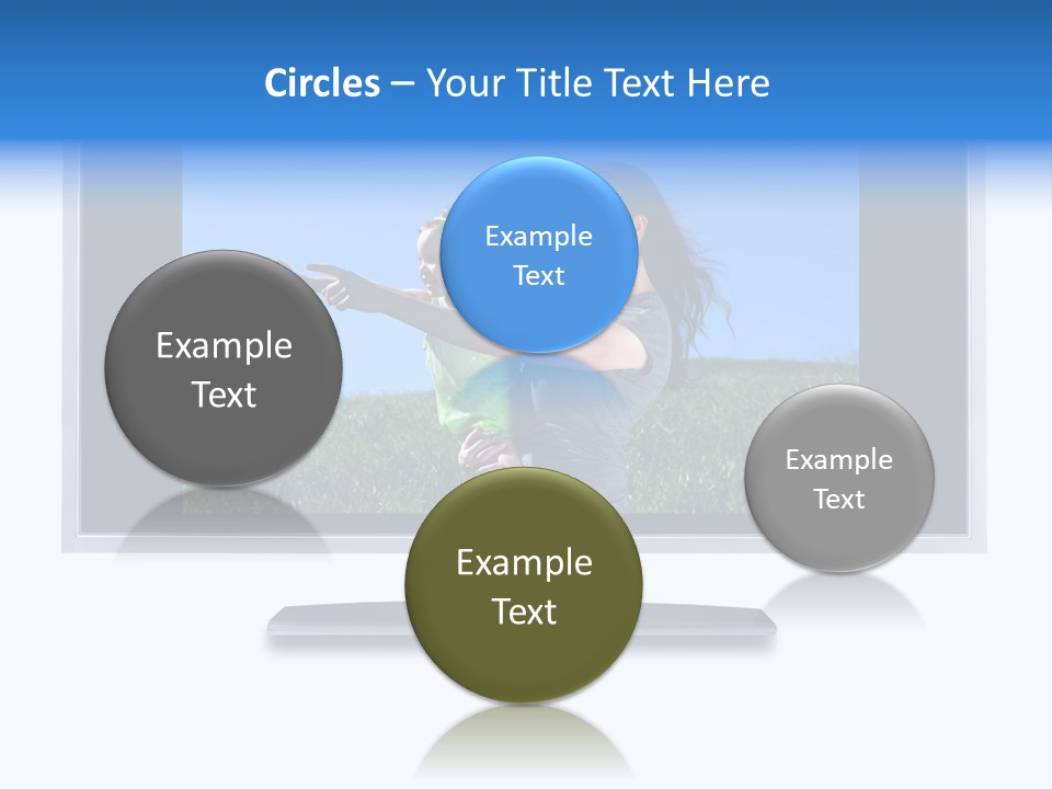 Flat Screen Tv Isolated With An Image Of A Mother And Daughter In A Grassy Meadow PowerPoint Template