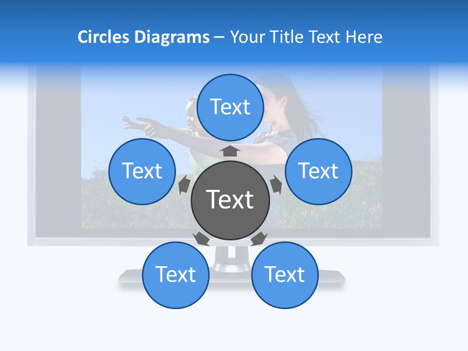 Flat Screen Tv Isolated With An Image Of A Mother And Daughter In A Grassy Meadow PowerPoint Template