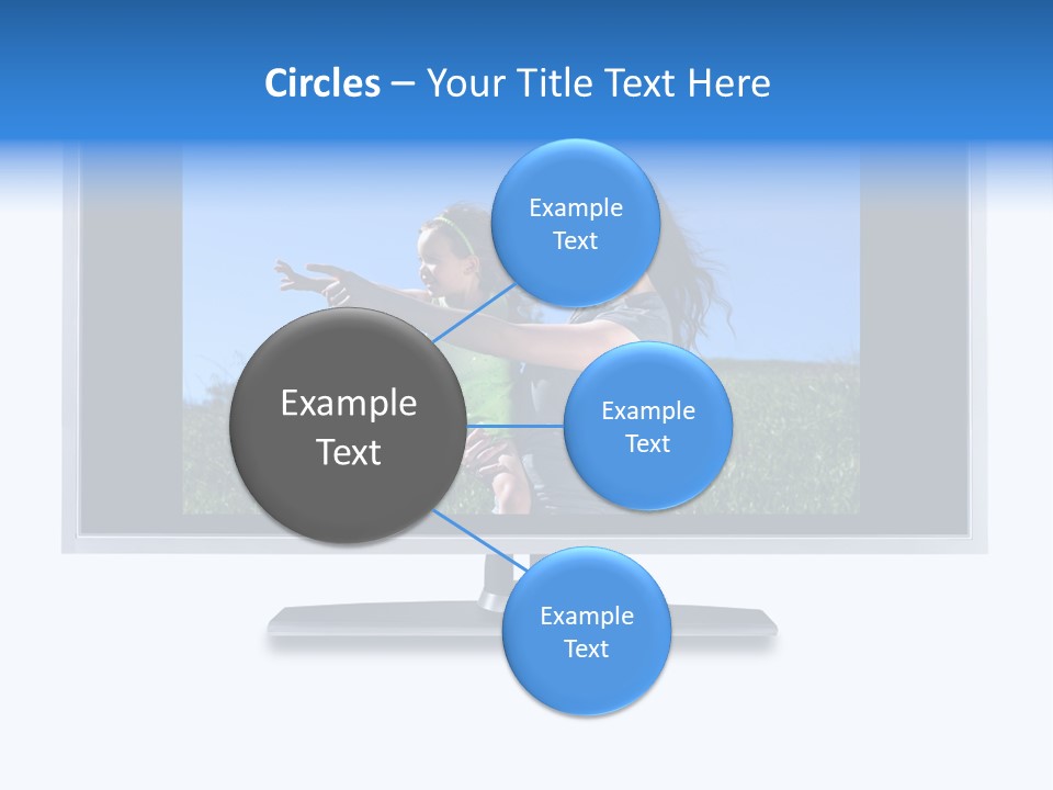 Flat Screen Tv Isolated With An Image Of A Mother And Daughter In A Grassy Meadow PowerPoint Template