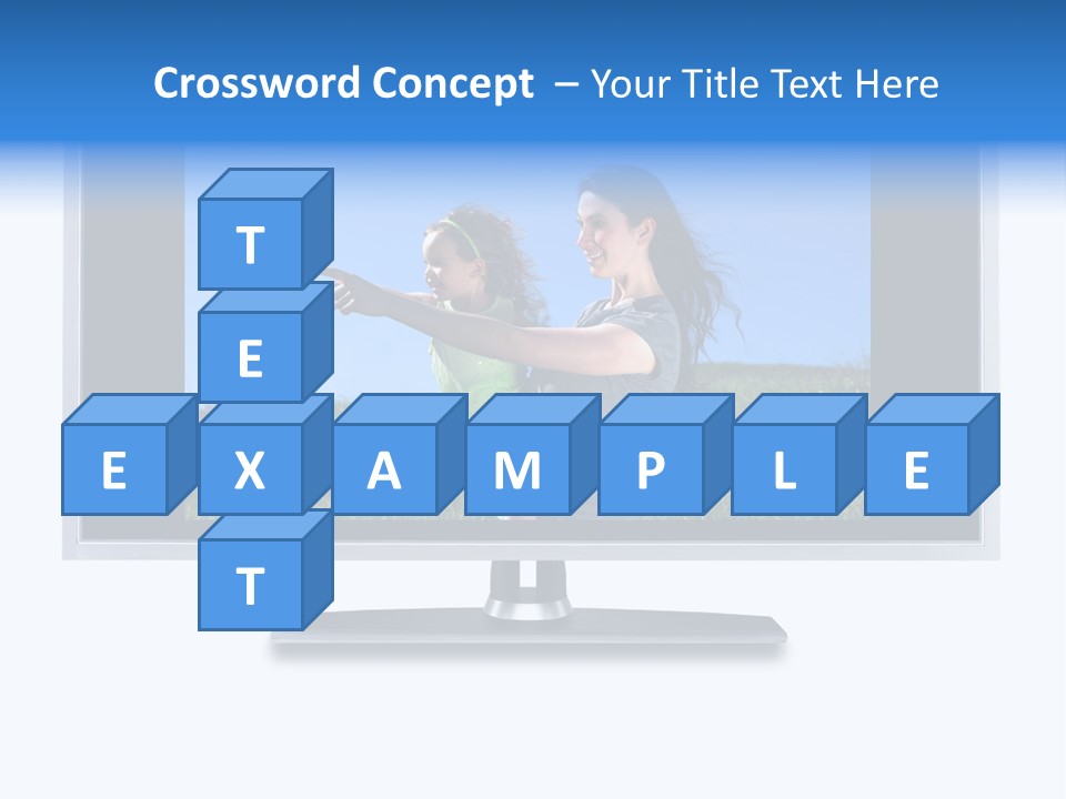 Flat Screen Tv Isolated With An Image Of A Mother And Daughter In A Grassy Meadow PowerPoint Template