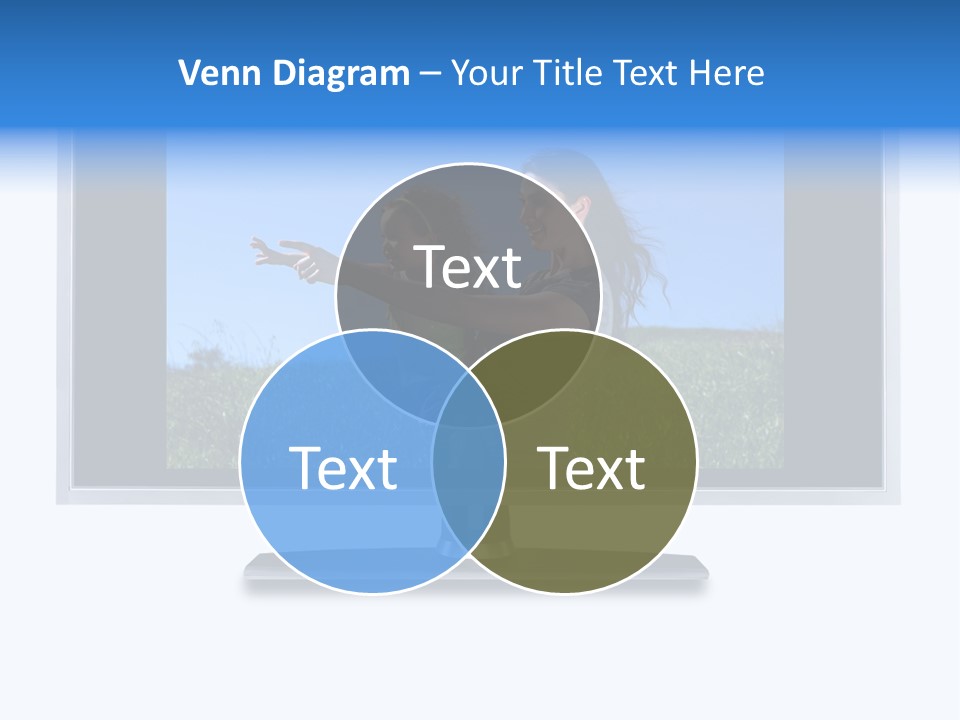 Flat Screen Tv Isolated With An Image Of A Mother And Daughter In A Grassy Meadow PowerPoint Template