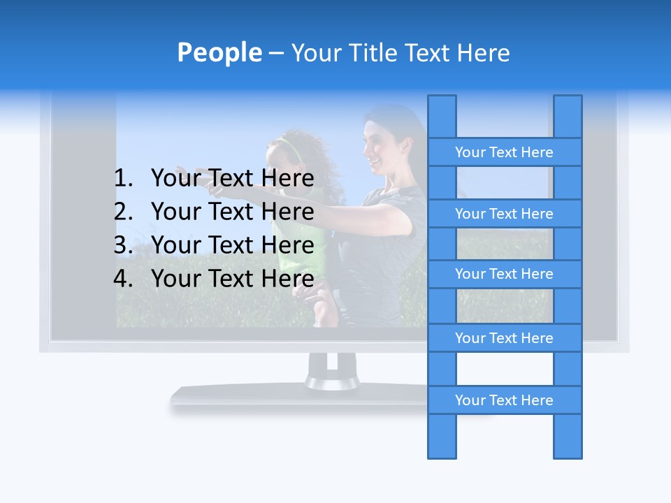 Flat Screen Tv Isolated With An Image Of A Mother And Daughter In A Grassy Meadow PowerPoint Template