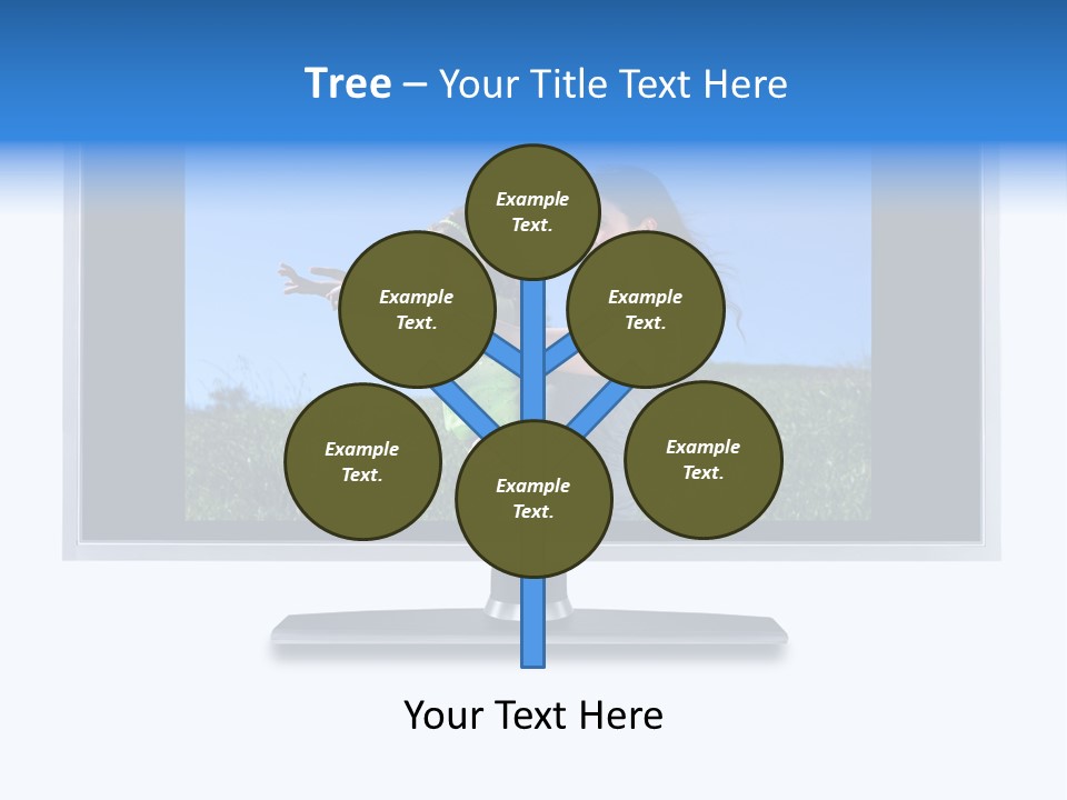Flat Screen Tv Isolated With An Image Of A Mother And Daughter In A Grassy Meadow PowerPoint Template